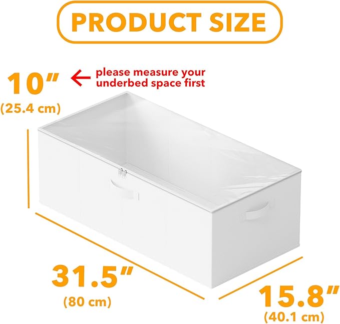 SpaceAid 4 Pack 10" High Under Bed Storage Containers, Large Underbed Storage Organizer Bins with Lids for Bedroom, Dorm, Clo