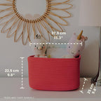 OrganiHaus Red Rainbow Basket - Colorful Woven Storage Basket for Playroom, Nursery & Classroom Decor & Toy Storage, 15x9x10