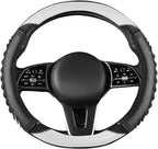 5D Honeycomb Knight White Car Steering Wheel Cover,14.5-15 Inch Universal Carbon Fibre Leather Covers Breathable Anti-Slip Od