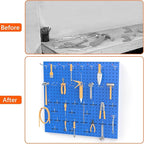 TORACK Metal Pegboard Wall Organizer 24" x 24" or 12" x 48", 70 PCS Tools Storage Pegboard for Garage Tool Organizer Pegboard
