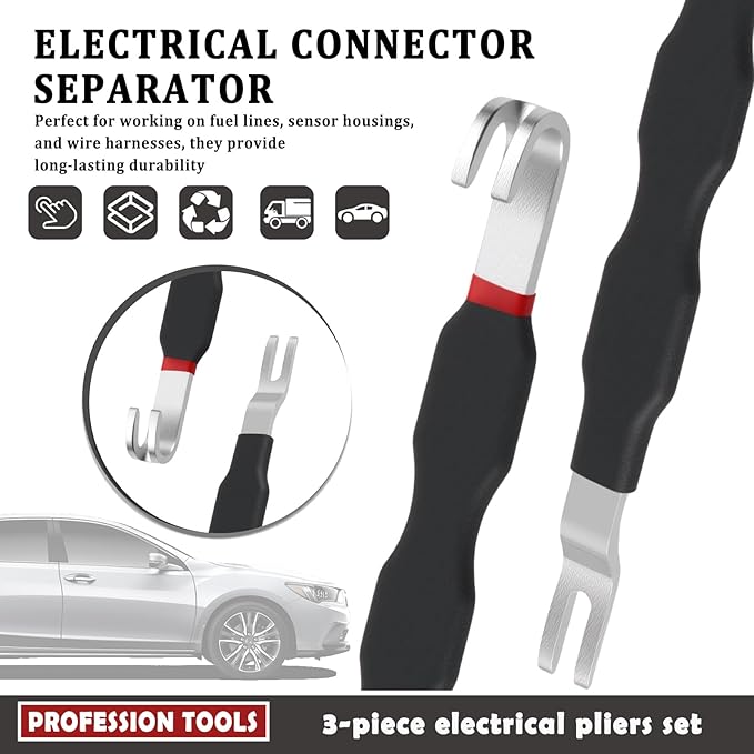 3PCS Electrical Disconnect Pliers for Cars,3 Type Multi-Purpose Electrical Connector Pliers Set Disconnects Connectors/Hose/S