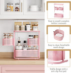 KINGRACK 3 Tier Pink Bathroom Counter Organizer, Rotating Makeup Organizer for Vanity, Perfume & Skincare Standing Shelf, Van