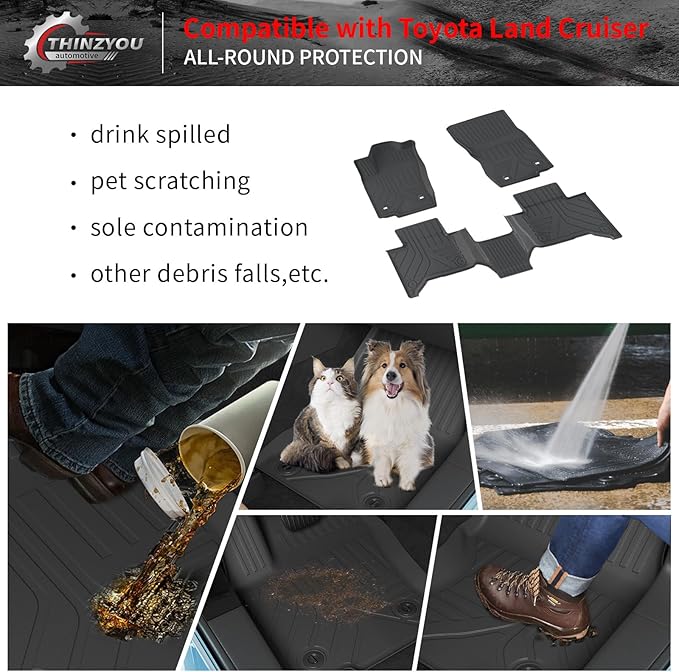 Floor Mats Compatible with 2024 2025 2026 Toyota Land Cruiser/Lexus GX550 Overtrail 5 Seats Cargo Mat Cargo Liner Trunk Liner Land Cruiser Accessories (Floor Mats+Trunk Mat+Backrest Mats)