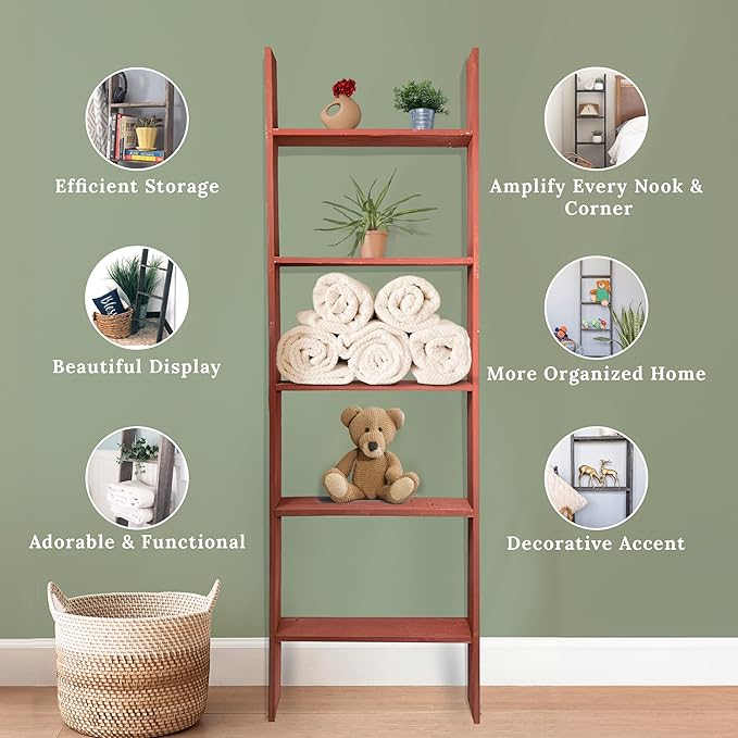 BARNWOODUSA Throw Blanket Ladder – Fully Assembled Reclaimed Wood – Rustic Decorative Ladder for Towels, Quilts, & More – Per