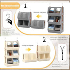 2 Pack,Extra Large Hanging Closet Organizer, Disassemblable Clothes Hanging Shelves,Collapsible Fabric Closet Storage System 