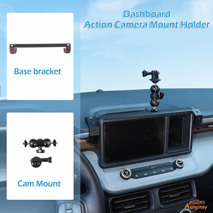 Aunginsy Dash Cam Mount Holder Compatible with Ford Maverick 2022-2024, Dashboard 8-inch Navigation Screen Upper Panel Fixed Clip Car Cameras Bracket for Go pro/Action Camera Video Record Accessories