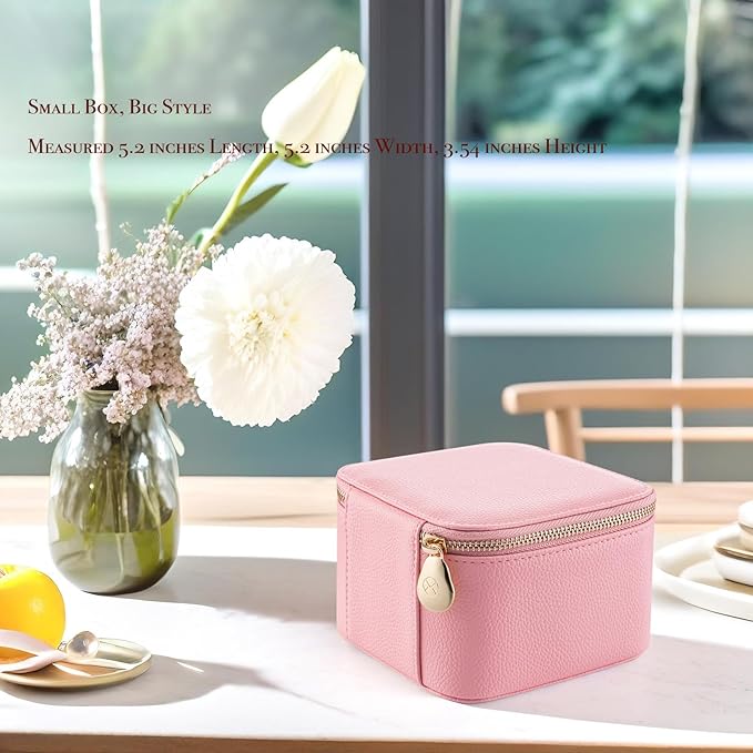 VLANDO Travel Jewelry Box Organizer – Portable PU Leather Jewelry Case with 6/8/12 Zippered Pouches, Compact Storage for Earr