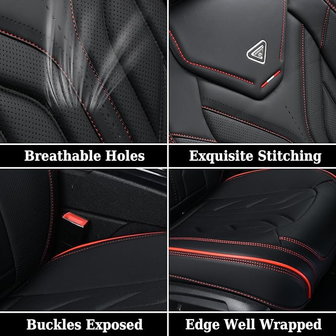 Coverado Front Car Seat Covers, 2Pcs Leather Seat Covers for Cars, Car Seat Protector Front Seats Only Auto Car Accessories F