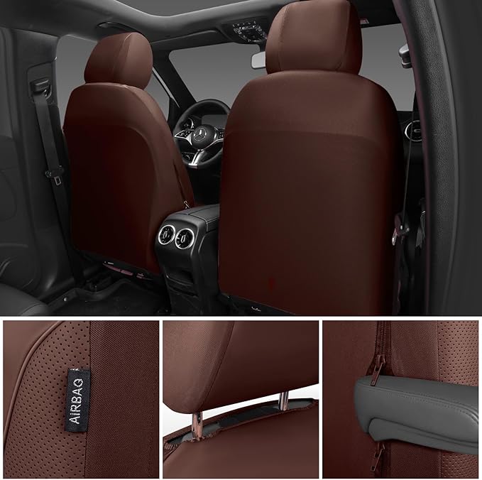 CAR PASS 3D Foam PU Leather Car Seat Covers, Universal Seat Covers Full Sets for Trucks SUV Sedan Automotive Seat Covers Armr