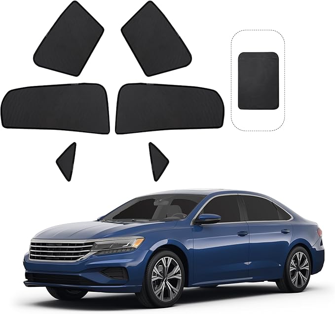 Front Side Half Window Shade Foldable Custom Fit for Volkswagen VW Passat 2019-2024 Car Window Shades for Side Window Sun Shade UV Protection Heat Insulation for Camping Sleeping 6PCS