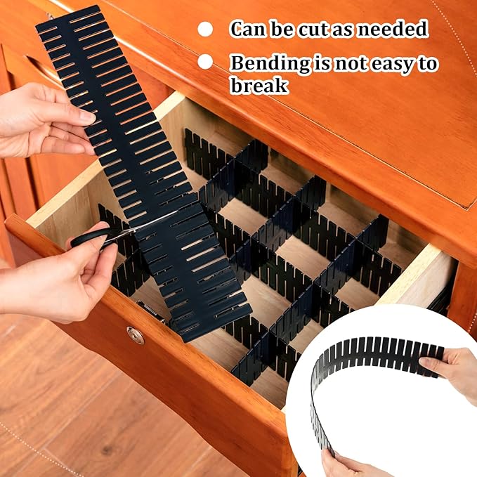 Vesici 80 Pcs Drawer Dividers Adjustable Plastic Organizer DIY Separators Storage Dividers for Socks, Underwear, Makeup, Tidy