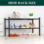 Smiry Shoe Rack, 2 Tier Thick Bamboo Shoe Organizer, Stackable Free Standing Wooden Shoe Storage Shelf for Closet, Entryway, 