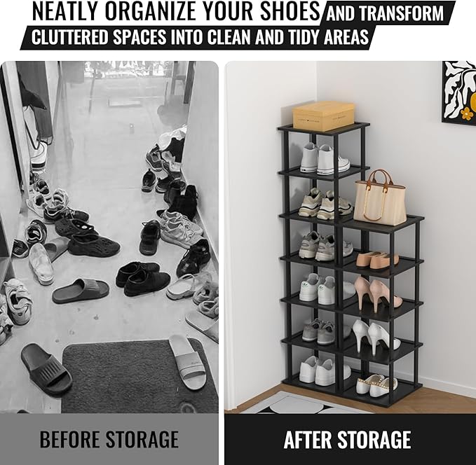 MHXW SXPN Bamboo Free Standing Shoe Rack Shelf Multi Tier Tall Wooden Stackable Shoes Rack Organizer for Closet Front Door En