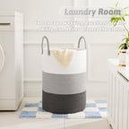 Artfeel Laundry Basket,Woven Cotton Rope Laundry Hamper,40L for Decorative Storage of Dirty Clothes,Toys and Blankets in Bath