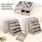 Greenfeather Jewelry Organizer with 7 Removable Drawers, Clear Acrylic Jewelry Box with 16 Necklace Hooks, 48 Pairs of Earrin