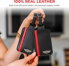 Genuine Leather Luggage Tag with Privacy Flap Set for Men Women Travel Easy with Suitcase Tags Identifiers (Black, 2 Pack)