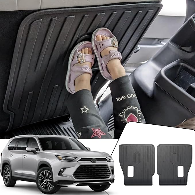 Kick Mats for 2024 2025 2026 Toyota Grand Highlander 7 Seats Captain Chair Car Mat Accessories, All Weather TPE Seatback Mat (Grand Highlander-2nd Row Kick Mats)