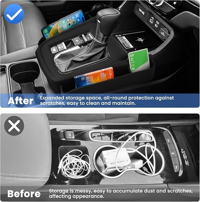 Autorder Silicone Center Console Organizer for 2023-2026 Honda CRV CR-V Accessories Seat Gap Storage Box Soft Gear Shift Panel Trim Cover