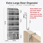 Over the Door Hanging Organizer - Hanging Closet Organizer and Storage with Large Pockets, Swing-proof Behind The Door Organi