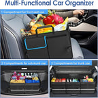 MEI&CO Car Trunk Organizer - 2.5mm PP Board Built, 35L Leakproof Cooler, 105L Capacity, 2 Tie-Down Straps, 4 Adjustable Divide