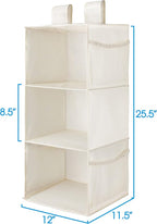 MAX Houser 3-Shelf Hanging Closet Organizer, Hanging Sweater Organizer, Foldable Hanging Shelves for Closet with 2 Velcro, Be