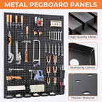 INCLY 48x36 Inch Metal Peg Board Kit with 1/4" Pegboard Hooks Accessories, 6PCS Peg Board Panels and 234PCS Black Pegboard Wa