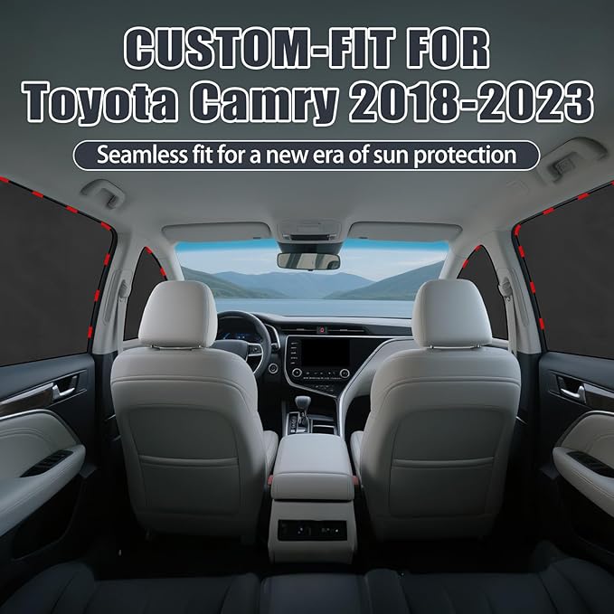 ZATOOTO Car Window Shades for Toyota Camry 2018-2023, 4 Pcs Magnetic Car Window Covers - 100% Block Light Privacy Curtains, Side Window Sun Shade for Baby Breastfeeding, Sleeping, Camping