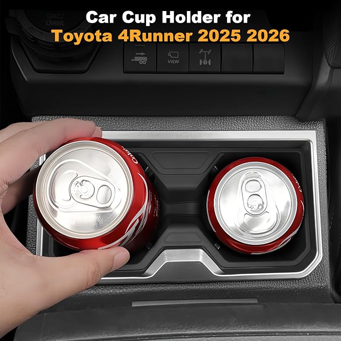 Cup Holder Compatible with 2025 2026 Toyota 4Runner Accessories, Center Console TPE Cup Holder Inserts Middle Console Non-Sli