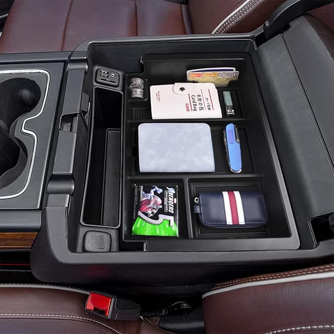 EDBETOS Full-Size Center Console Organizer Tray Compatible with 2014-2018 Chevy Silverado/GMC Sierra 1500 and 15-19 2500HD/3500HD,2015-2020 Tahoe/Suburban/Yukon/XL(Full Console w/Bucket Seats ONLY)