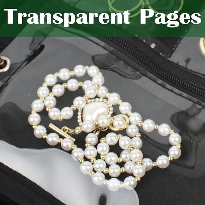 Travel Jewelry Organizer Case,Jewelry Bags for Traveling, Jewelry Binder with 24 Pcs Clear Zipper Velvet Pouches (Inner Pages