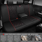 CAR PASS Piping Luxury Leather Seat Covers Full Set,5 Seats Anti-Slip Waterproof Seat Covers Compatible with Front Armrests,U