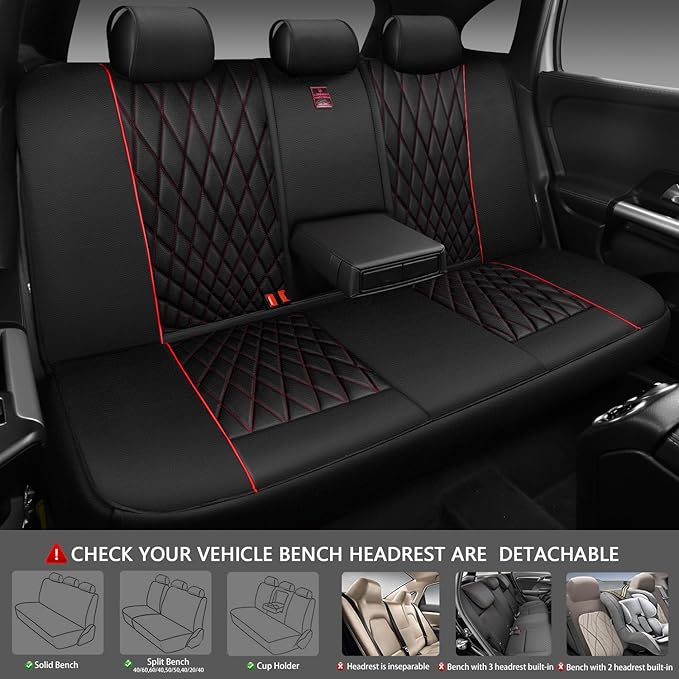 CAR PASS Piping Luxury Leather Seat Covers Full Set,5 Seats Anti-Slip Waterproof Seat Covers Compatible with Front Armrests,U