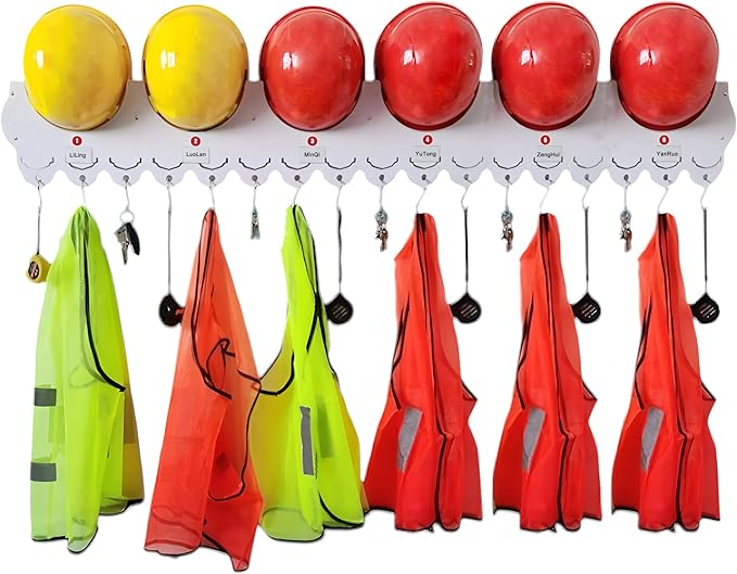 Wall Mounted Hard Hat Rack Hanger Hook Safety Helmet Holder Organizer, Construction Worker Hard Hat Fixer Placement helmet Ha