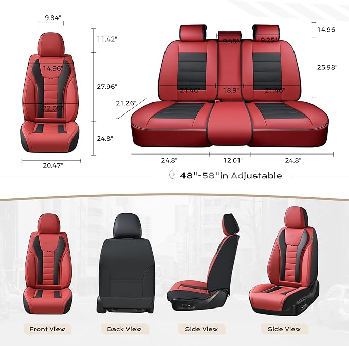 Coverado Car Seat Covers Full Set, Seat Covers for Cars, Front Seat Covers and Back Seat Cover Waterproof Leather Automotive 