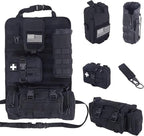 Universal Tactical Car Seat Back Organizer Bag Tactical Molle Vehicle Organizers Panel Vehicle Protector Organizers with 4 Detachable Pouches for Car Truck Ford Jeep Vehicle (Black)