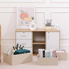 ANMINY 6PCS Storage Baskets for Organizing Collapsible Fabric Storage Bins Boxes with Wood Handles Closet Shelves Cube Organi