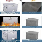 ENGPOW File Box with Lock, Fireproof Document Box with Pockets, Collapsible File Organizer Filing Storage Cabinet with Handle