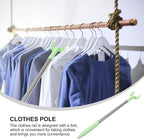 2pcs Closet Pole with Hook Telescoping Long Reach Stick Stainless Steel Clothing Hanger Garment Pole for Closet Shelf Ceiling
