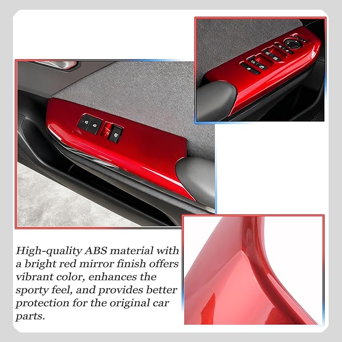 Window Control Panel Cover,for Kia K4 2024 2025 2026, Door Panel Cover,Power Windows Trim - Wine Red Protective Accessories