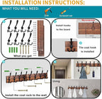 Coat Rack Wall Mount 31.5'' Coat Hanger Wall Mount Burnt Brown Coat Hooks for Wall Rustic Towel Racks for Bathroom Living Roo