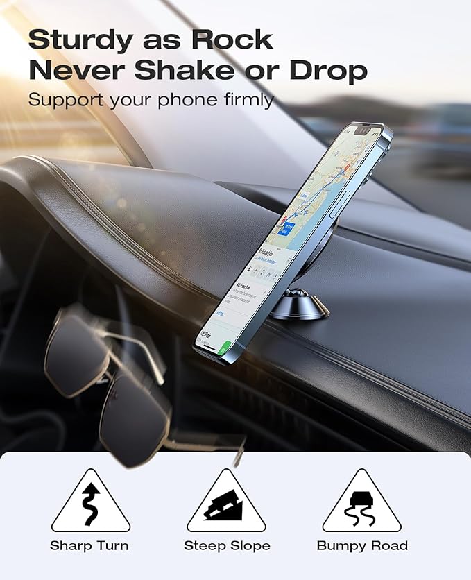 VICSEED Latest Upgrade for MagSafe Car Mount, [High & Low Temp Resistance] Magnetic Phone Holder for Your Car Dashboard, 360 Adjustable Car Phone Holder Mount for iPhone 17 Pro Max 16 15 14 13 12