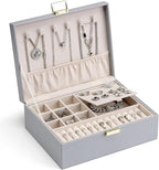 Vlando 2 Layer Jewelry Box Large Jewelry Organizer for Women Removable Jewelery Tray for Necklace Earrings Rings Bracelets Je
