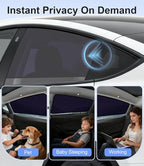 Tesla Model Y 2020-2024 Side Window Shades, Clear Front Half-Window & Semi-Transparent Rear Covers, Static Cling Easy Install, Glare Reduction & Daytime Privacy, Not for 2025-2026 Juniper