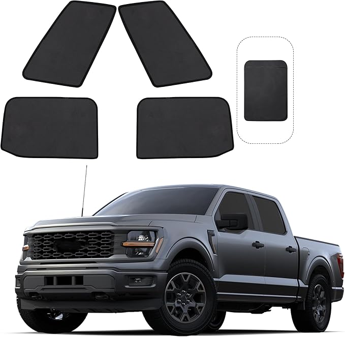 Front Side Half Window Shade Foldable Custom Fit for Fo-rd F150 2021-2025 Car Window Shades for Side Window Sun Shade UV Protection Heat Insulation for Camping Sleeping 4PCS
