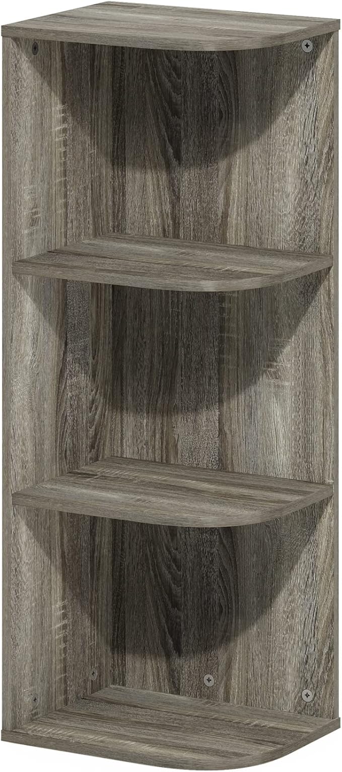 Furinno PASIR Book Shelf, 3-Tier Corner Bookshelf with Open Shelf, Standing Bookcase, 9.3 x 12 x 31.5 for Organization and St