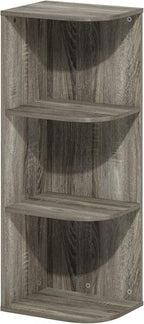 Furinno PASIR Book Shelf, 3-Tier Corner Bookshelf with Open Shelf, Standing Bookcase, 9.3 x 12 x 31.5 for Organization and St