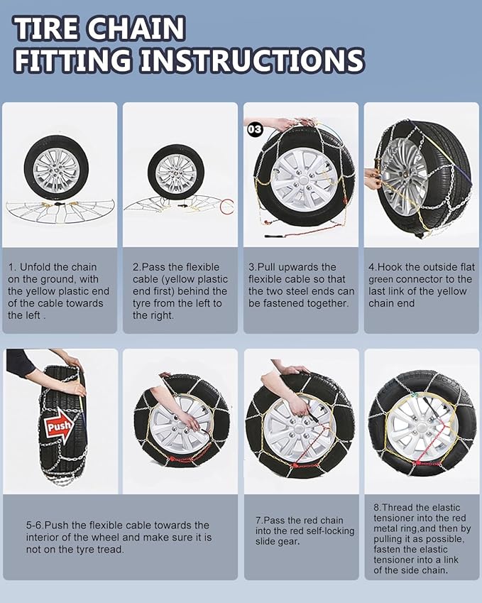 SCITOO KN120 Snow Chains for Car Pickup Trucks SUV,Universal Emergency Tire Traction Chain,Anti-Skid Thickening Tire Chains W