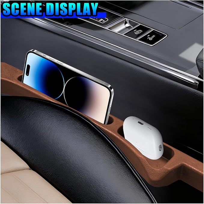 2PCS Car Seat Gap Filler Organizer, Multifunctional Car Gap Stopper Between Seat & Console Prevent Things Drop, Universal Vehicle Interior Phone Holder Accessories for SUVs Trucks (Orange)