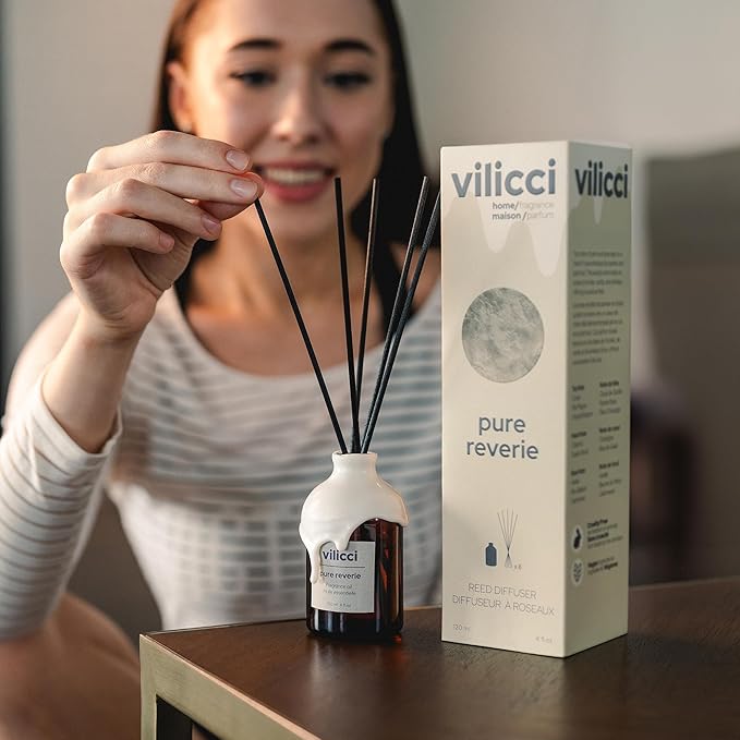 Vilicci Reed Diffuser, Pure Reverie Scent, Strong Home Air Freshener, Long-Lasting Aroma Diffuser for Home and Office Decor, 