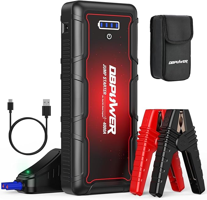 DBPOWER Jump Starter 4000A Peak 88.8Wh Portable Car Jump Starter (Up to All Gas/10L Diesel Engine) 12V Auto Battery Booster
